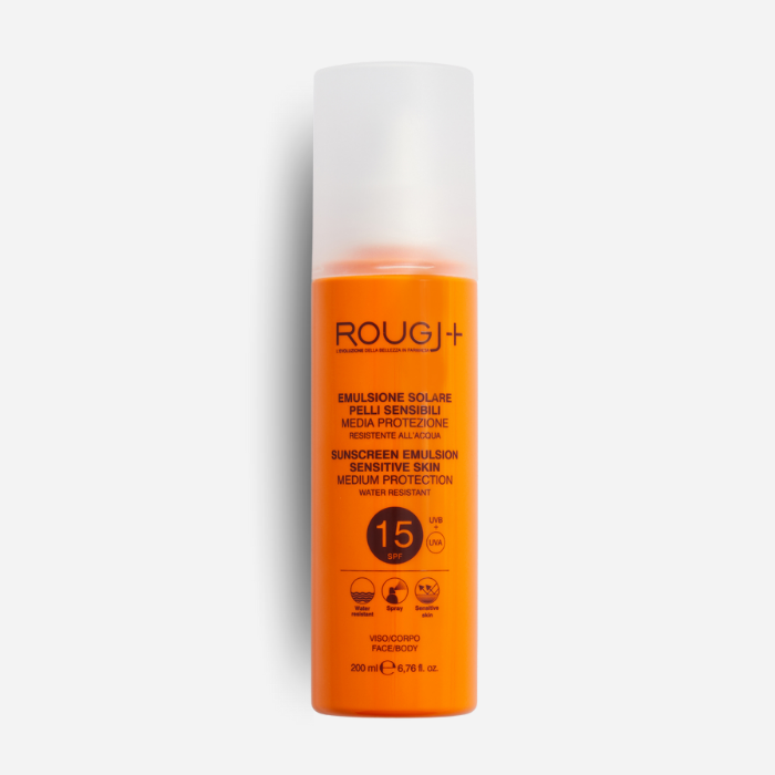 Rougj+ Protezione Solare SPF15 Pelli Sensibili 200 ml - immagine ufficiale Rougj
